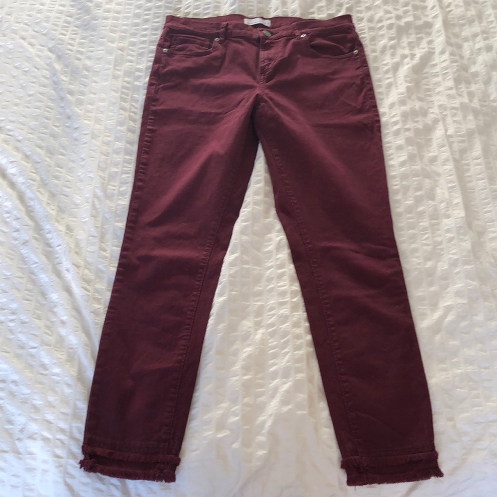 LOFT double-frayed modern skinny crop pants
